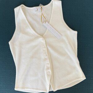 NWT House of Harlow 1960 Ivory Button Up Vest Blouse Size Small